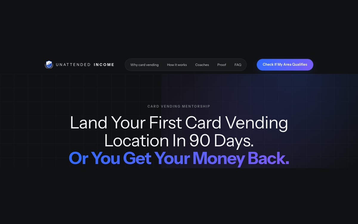 Unattended Income application funnel preview